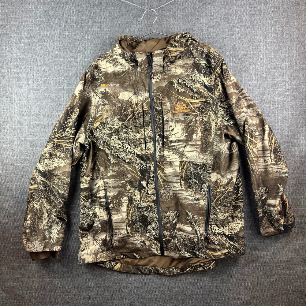 Realtree Jacket Mens XL Camo Water Resistant Windproof Hooded Outdoors Hunting